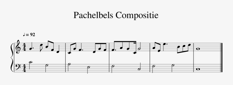 Pachelbels Compositie Sheet Music 1 Of 1 Pages - Sheet Music, transparent png #1936414