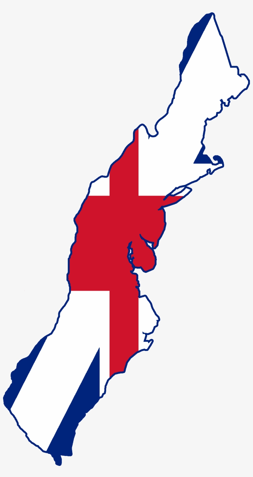 Flag Map Of The Thirteen Colonies - 13 Colonies Map With Flag, transparent png #1937385