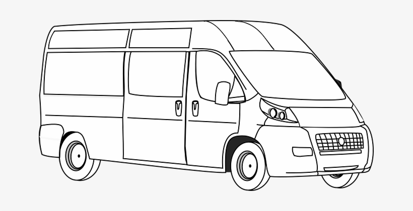 Van Automobile Transportation Camper Vehic - Van Clipart Black And White, transparent png #1938524