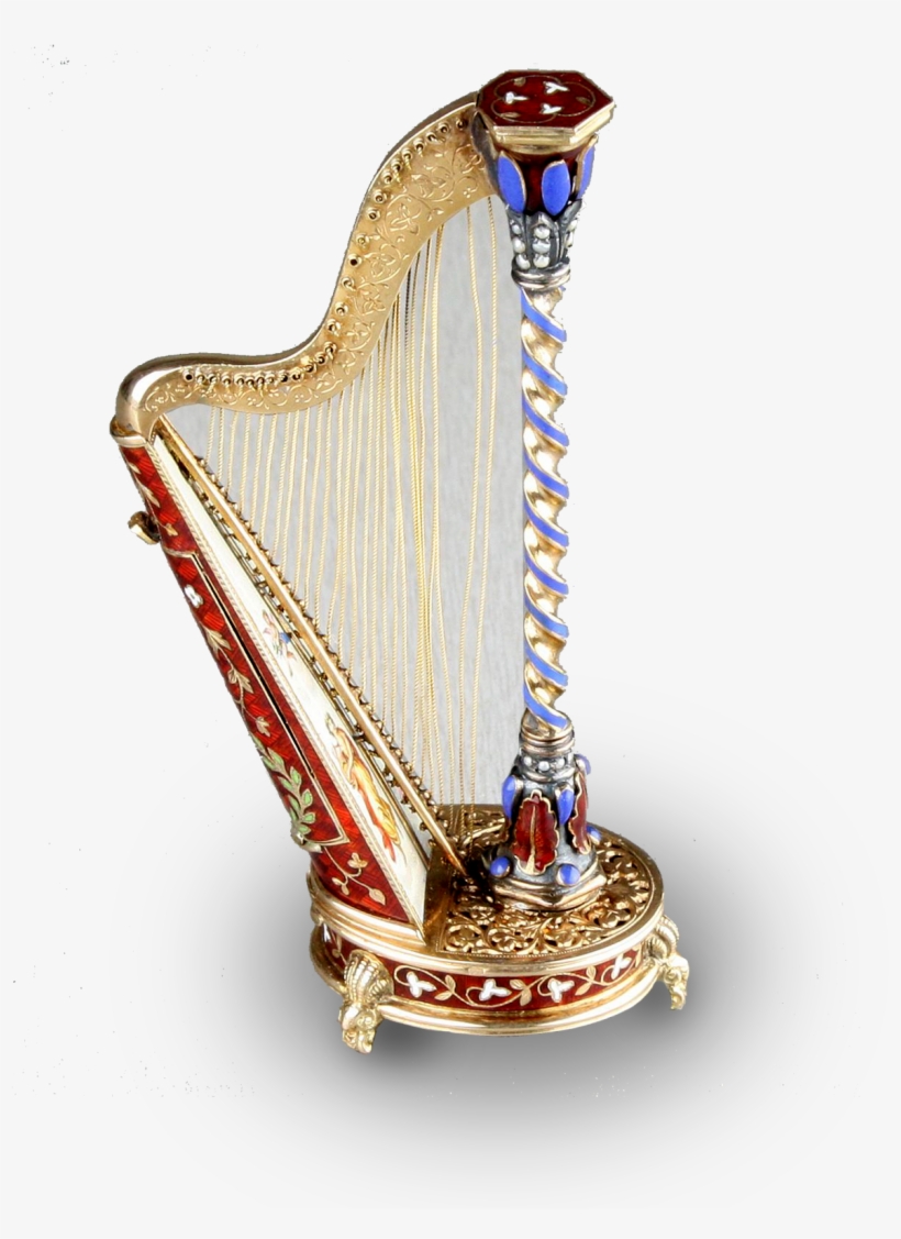 Gold, Enamel And Split Seed Pearl Embellished Musical - Png Арфа, transparent png #1938877