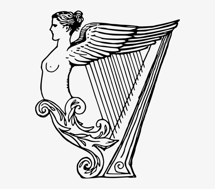 Free Photo Decoration Castle Rococo Harp - Drawing Of A Harp, transparent png #1939077