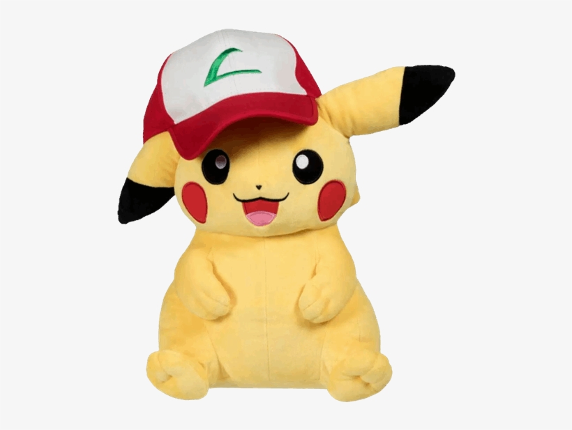 Pikachu Wearing Trainer Hat 16" Pokemon Centre Plush - Pokemon Plushies, transparent png #1940426