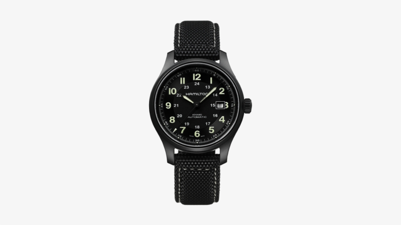 The Titanium Auto Comes In A Titanium Case And A Black - Hamilton Khaki Field, transparent png #1944307