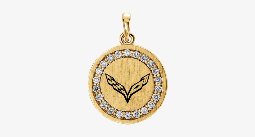 C7 Corvette Emblem Diamond Pendant - 14k White 1/5 Ctw Diamond Engravable Pendant - 14k, transparent png #1945923