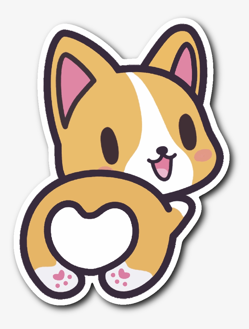 Corgi Puppy Vinyl Die Cut Sticker - Corgi Butt Clip Art, transparent png #1946294