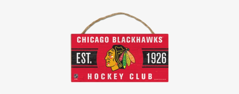 Chicago Blackhawks Hanging Sign - Chicago Blackhawks Wood Rope Sign 5 X 10, transparent png #1951472