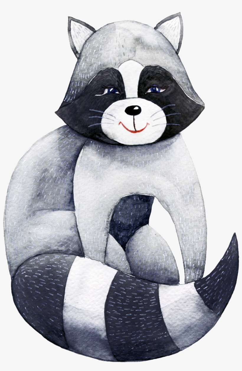 Gray Hand Painted Animal Cartoon Fine Transparent Material - Schicke Waschbär-paar-dusche Karte, transparent png #1953639