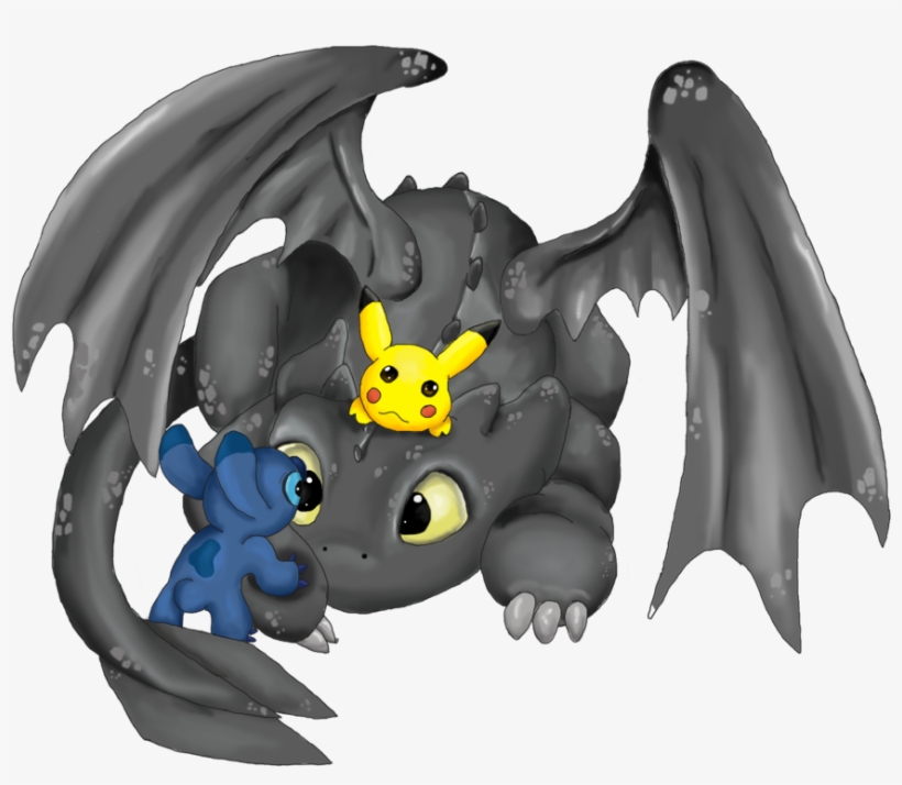 Toothless - Stitch And Toothless And Pikachu, transparent png #1954086