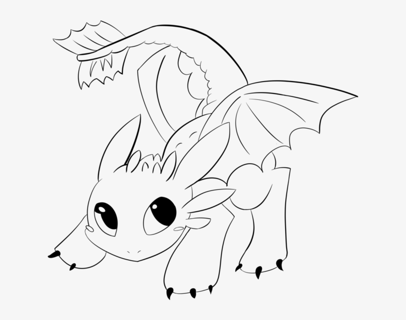 Toothless Lineart By Araly - Easy Baby Toothless Coloring Pages - Free