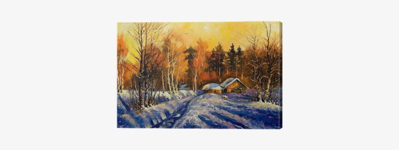 Evening In A Winter Village Art By Eazl, Orange, transparent png #1954251