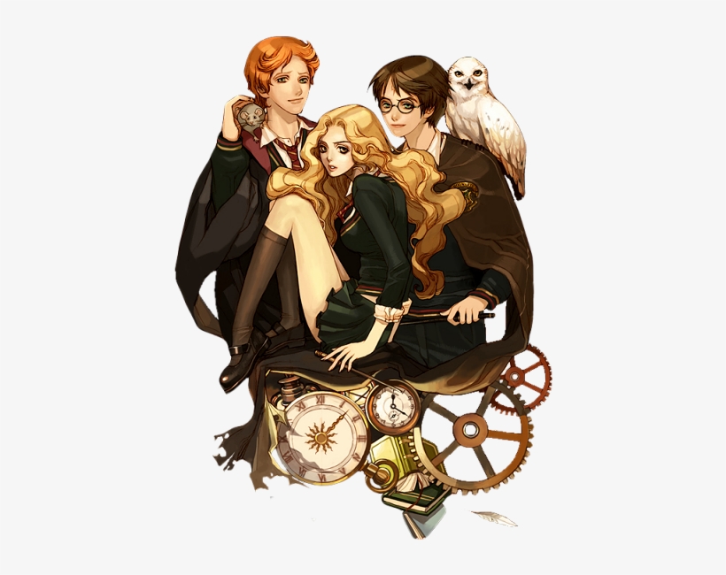 Harry Potter, Hermione Granger Et Ron Weasley - Hermione Granger Y Harry Potter Anime, transparent png #1954604