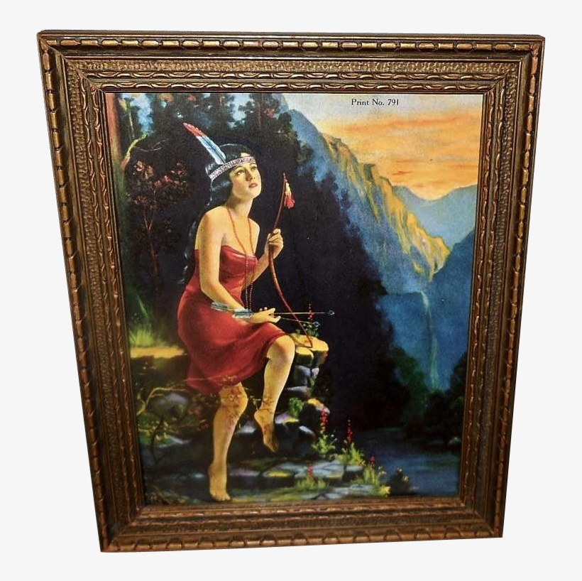 Native American Indian Maiden In Red Holding Bow And - Native Americans In The United States, transparent png #1956585