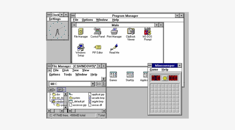 Introduced Start Menu And Improved The User Navigates - Windows 3.1, transparent png #1956587