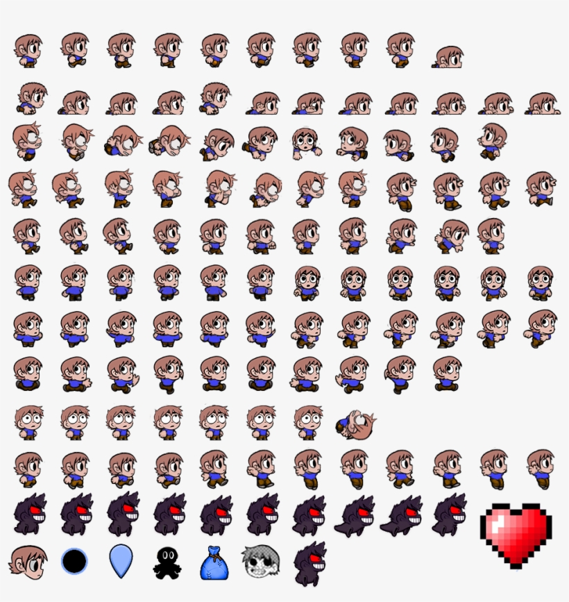 Scott Pilgrim Skin - Super Meat Boy Spritesheet, transparent png #1956947