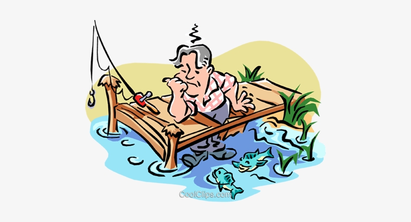 Man Fishing Off Of Dock Royalty Free Vector Clip Art - Illustration, transparent png #1960628