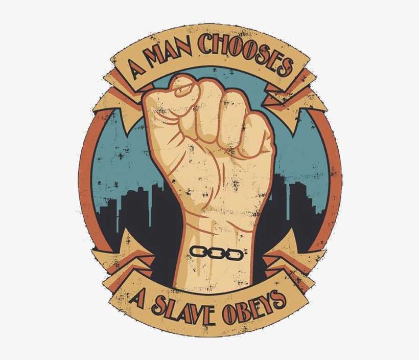 Bioshock Slave Obeys A Man Chooses Pressbutton Videojuegos - Man Does A Slave Obeys, transparent png #1962344