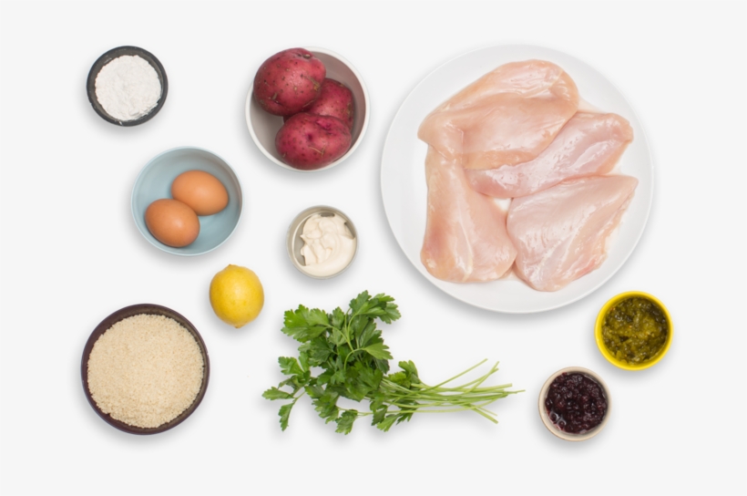 Chicken Schnitzel With Creamy Potato Salad & Lingonberry - Chicken Meat, transparent png #1964947