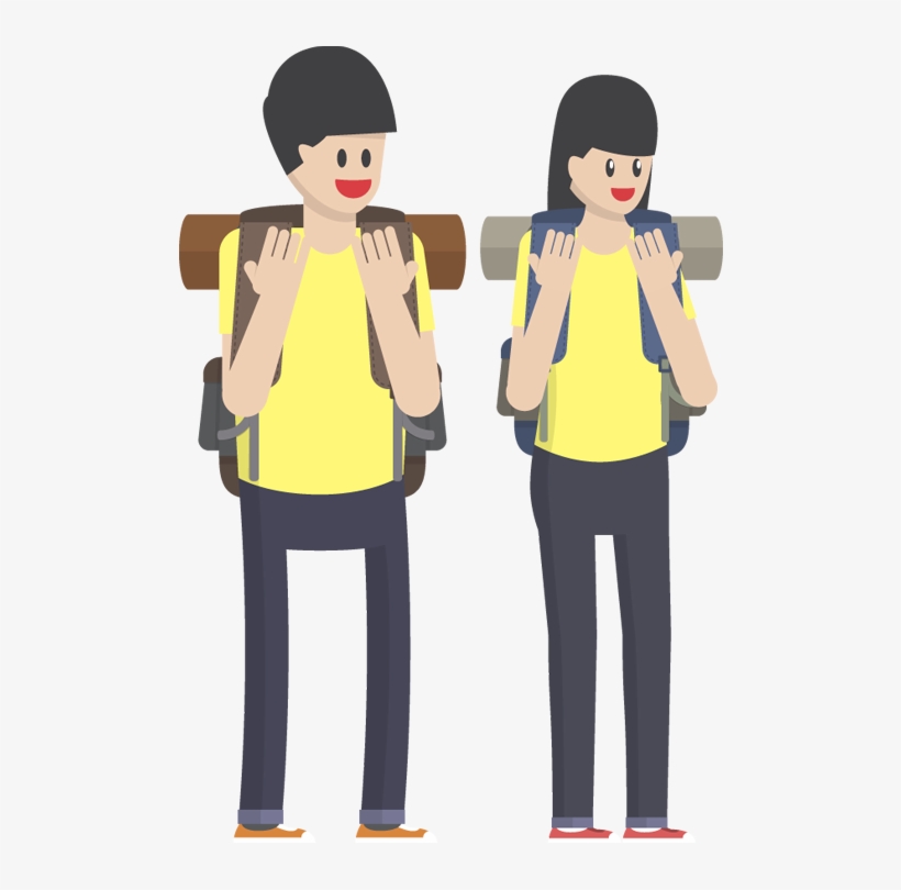 Young Happy Couple Traveling Together - Backpackers Infographic, transparent png #1965840