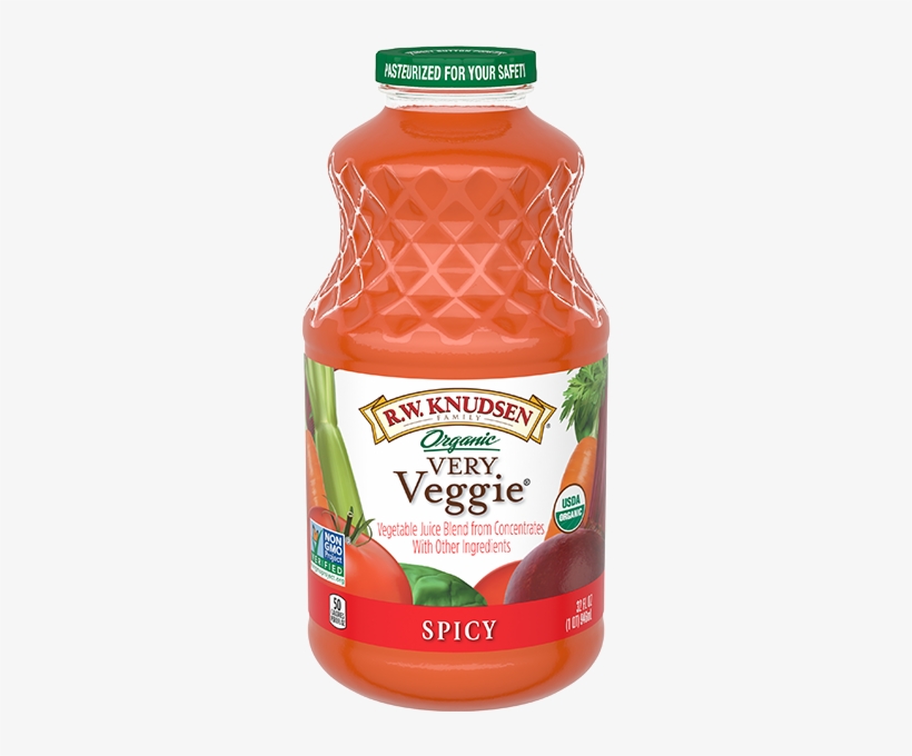 Very Veggie Spicy Organic - R.w. Knudsen - Organic Juice Low Sodium Very Veggie, transparent png #1966576