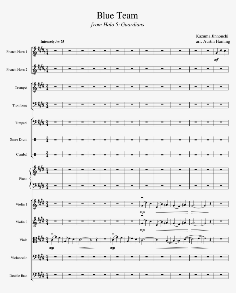 Blue Team Sheet Music Composed By Kazuma Jinnouchi - Document, transparent png #1966948
