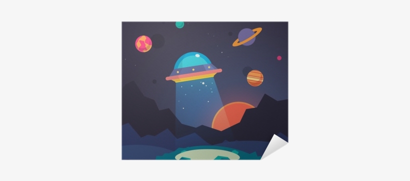 Night Alien World Landscape And Ufo Spaceship Poster - Alien Vector Flat, transparent png #1967418