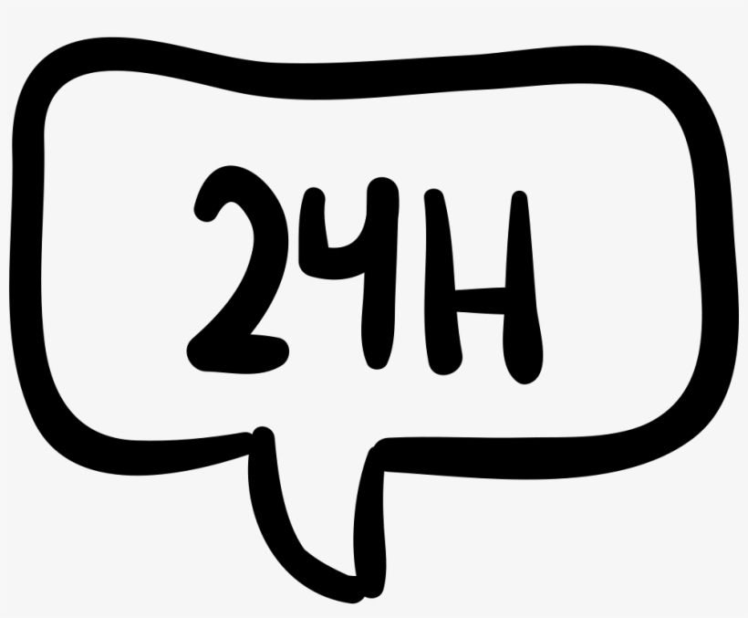 24 Hours In Speech Bubble Hand Drawn Commercial Signal - Hotel, transparent png #1968783