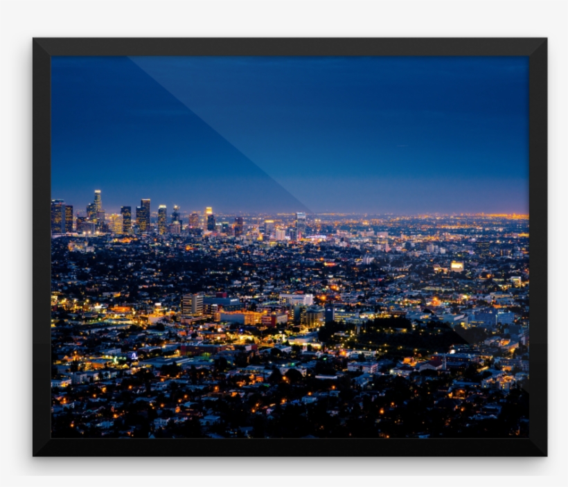 Wall Art / Los Angeles Downtown Skyline At Night - Time In Los Angeles California Now, transparent png #1970771