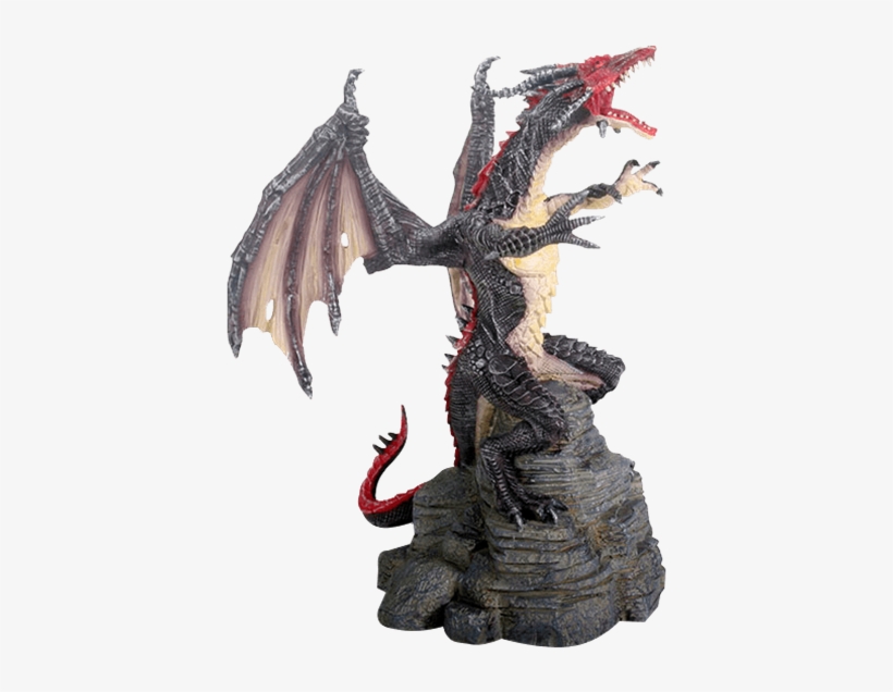 Black And Red Dragon On Rock Statue - Summit Collection 8766 Flying Dragon Fantasy Statue, transparent png #1971193