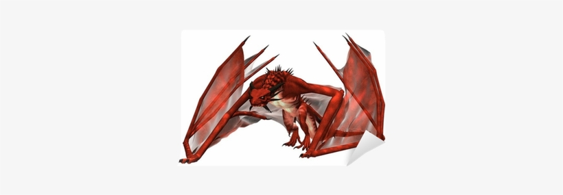 Red Dragon, 3d Rendered Red Fantasy Dragon Wall Mural - Red Dragon, transparent png #1971399