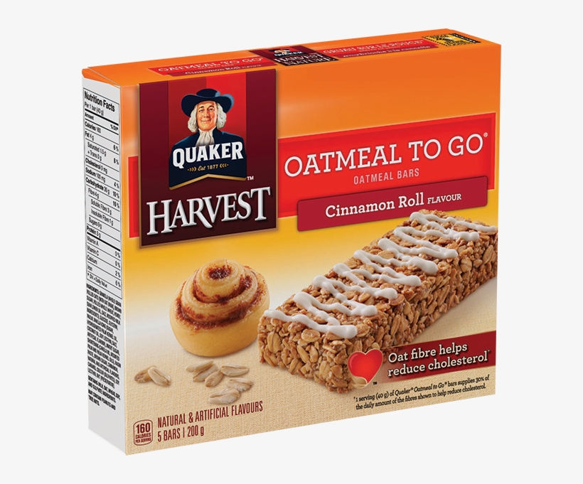 Quaker® Oatmeal To Go® Cinnamon Roll Oatmeal Bars - Cinnamon Roll Granola Bars, transparent png #1972554