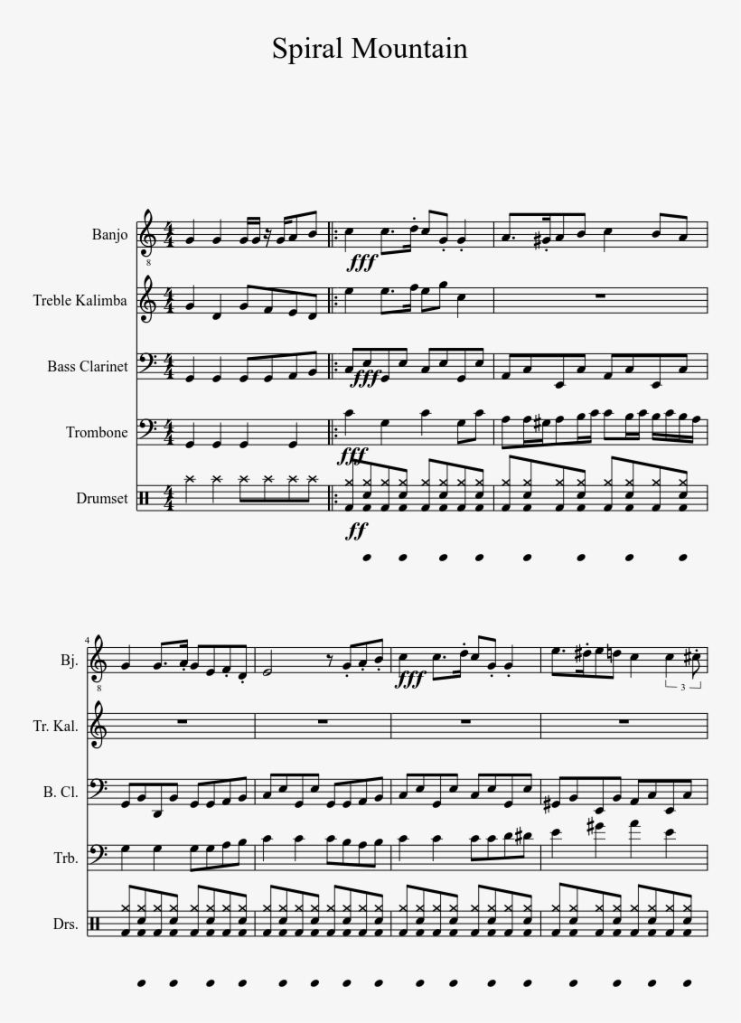Spiral Mountain Sheet Music 1 Of 2 Pages - Sheet Music, transparent png #1972879