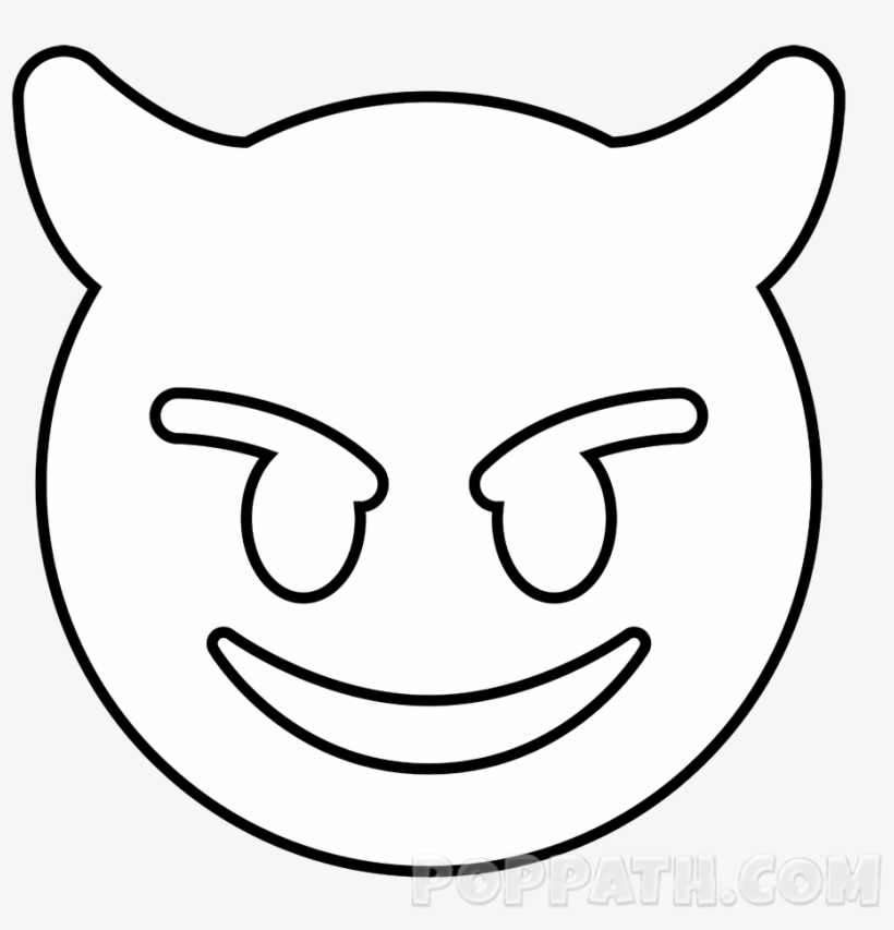 How To Draw A Face Horns Emoji - Emojis Drawing, transparent png #1974126