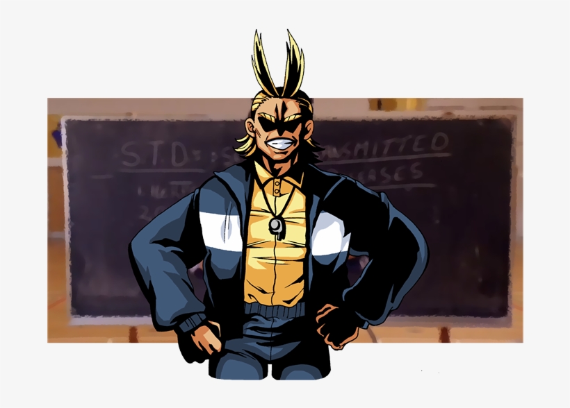 [all Might Is Standing In Front Of A Blackboard That - Poster, transparent png #1974529