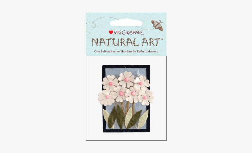 Field Of White Daisies Sticker - Mrs. Grossman's Natural Art-flowers With Button, transparent png #1975088