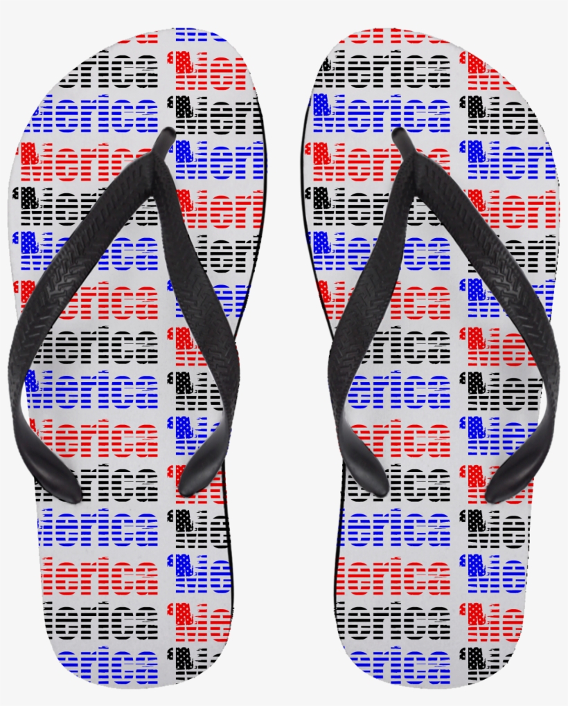 'merica Pattern Flip Flops - Customcat Hustle Until - Flip Flops - Large, transparent png #1975294
