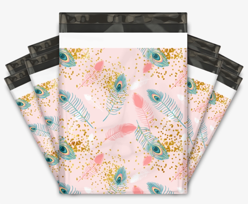 Pink Peacock Feathers Designer Poly Mailers Shipping - 10x13 Designer Poly Mailers Shipping Envelopes Premium, transparent png #1975751