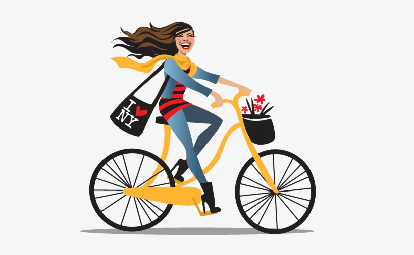 Cycle Clipart Bike Riding - Girl With Bicycle Transparent Background, transparent png #1975754