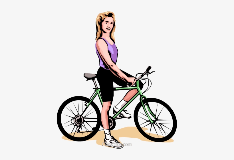Woman On Bicycle Royalty Free Vector Clip Art Illustration - Girls Bike Racing Clipart, transparent png #1975888