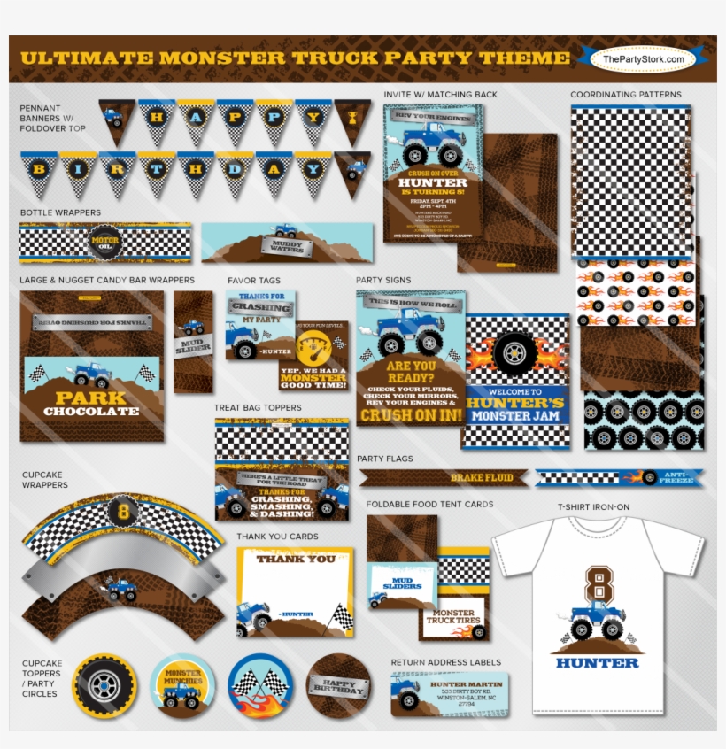 Cookie Monster Birthday Card Printable Honey - Monster Truck Party Printables Free, transparent png #1977643