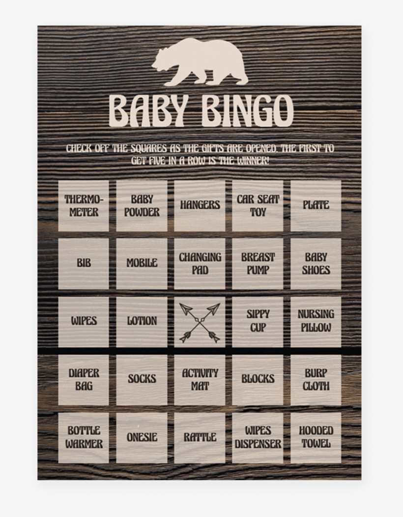 Woodland Baby Bingo Cards Printable By Littlesizzle - Bingo Card, transparent png #1978700