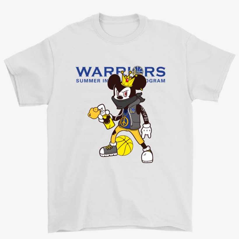 Golden State Warriors Mickey Mouse Is Wearing A Peace - Creeper Minecraft T Shirt, transparent png #1979256