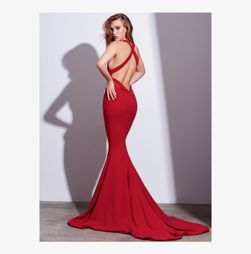 Sexy Red Mermaid Prom Dress,cross Back Evening Dress,sexy - Red Evening Gowns With Criss Cross Back, transparent png #1982486