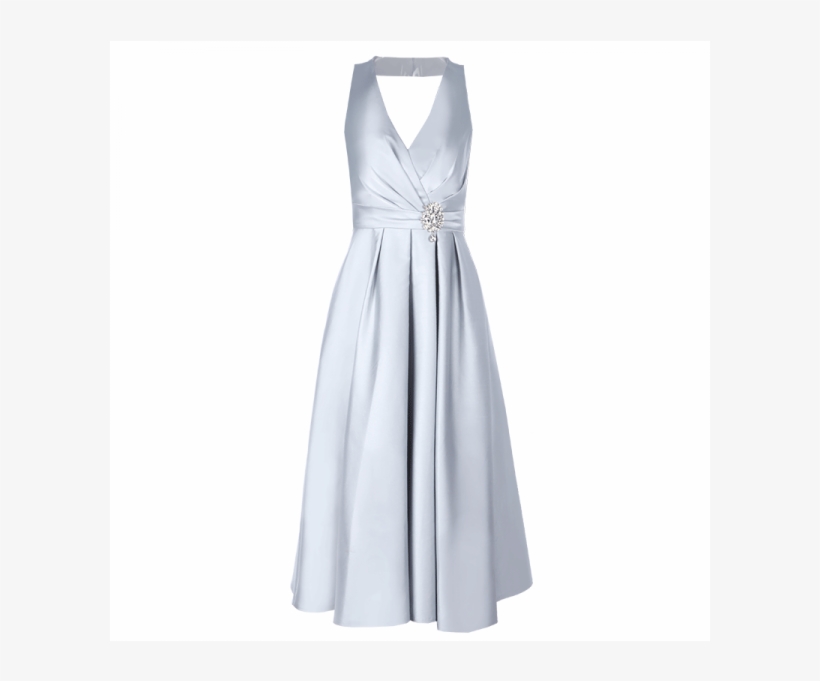 Knee Length V Neck Satin Silver Short Prom Dresses - Cocktail Dress, transparent png #1982602