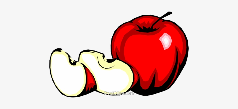 Apple With Slices Royalty Free Vector Clip Art Illustration - Sliced Apple Cartoon, transparent png #1984573