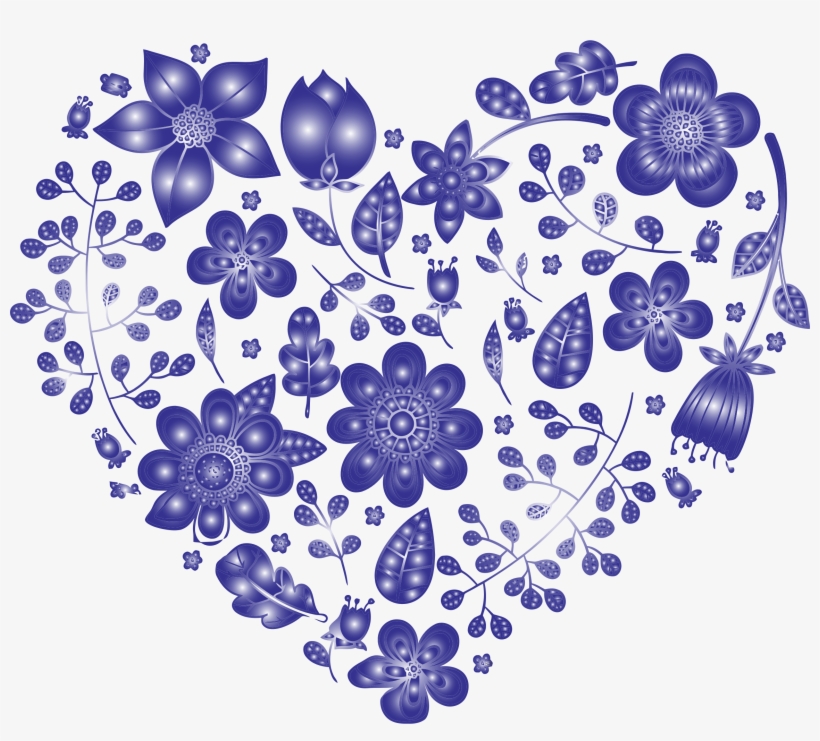Png Black And White Library Purple Background Clipart - Flower Heart No Background, transparent png #1985118