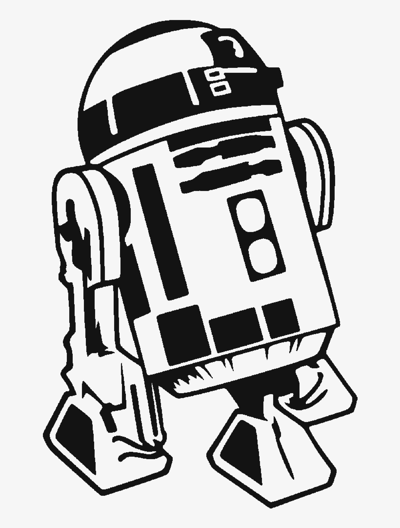 R2 D2 C 3po Wall Decal Sticker - R2d2 Clipart Black And White, transparent png #1986096