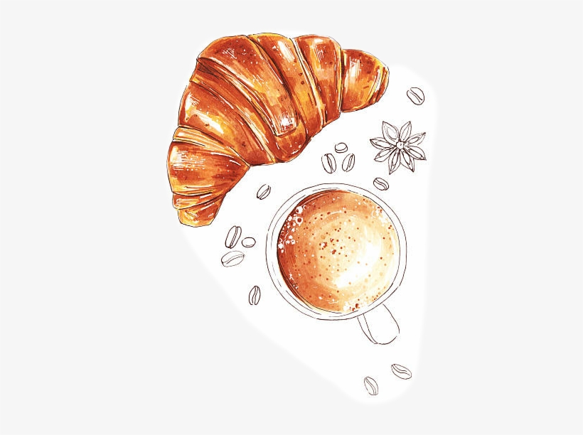 Largest Collection Of Free To Edit Croissant@super - Dibujo Cafe Con Croissant, transparent png #1988597