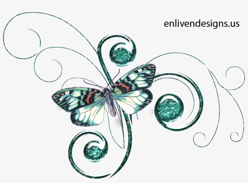Teal Butterfly Glitt - Scrapbook Embellishments Free Download, transparent png #1991647