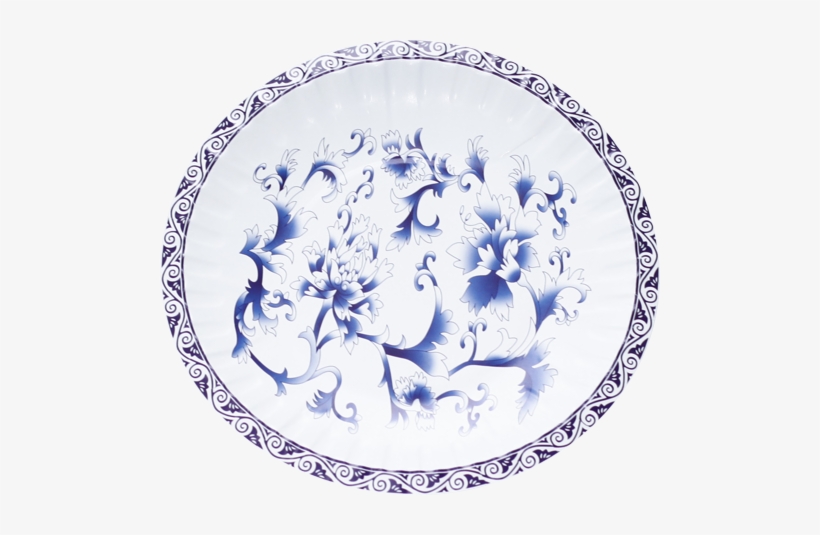 7 Inch Paper Plate - Chinese Blue Design On Paper Plate, transparent png #1996621