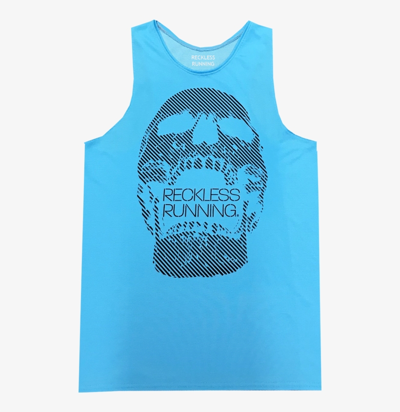 Men's Turquoise Grid Skull Performance Racing Singlet - Active Tank, transparent png #1997286